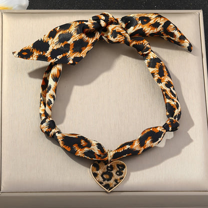 Leopard Print Heart Scarf Necklace