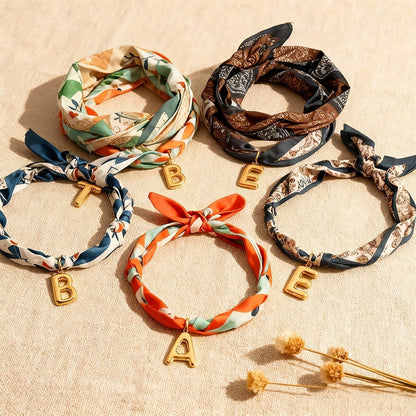 Printed Scarf Initial Necklace