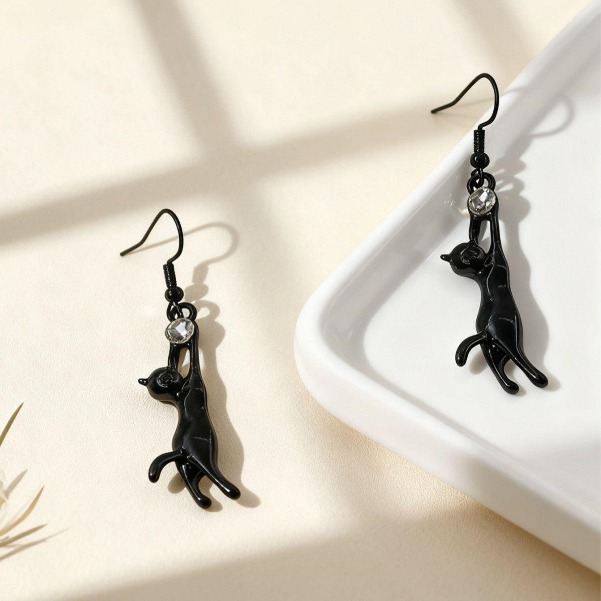 Black Cat Drop Earrings