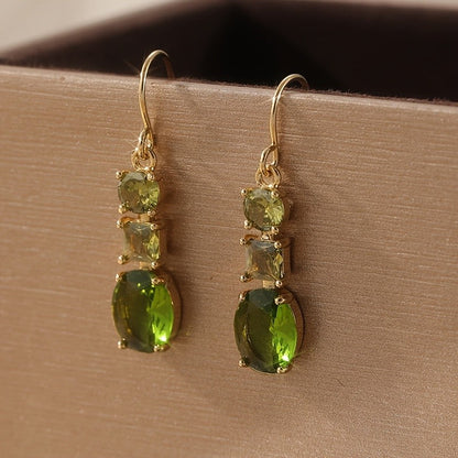 Green Geometric Drop Earrings