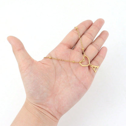 Open Heart Initial Necklace