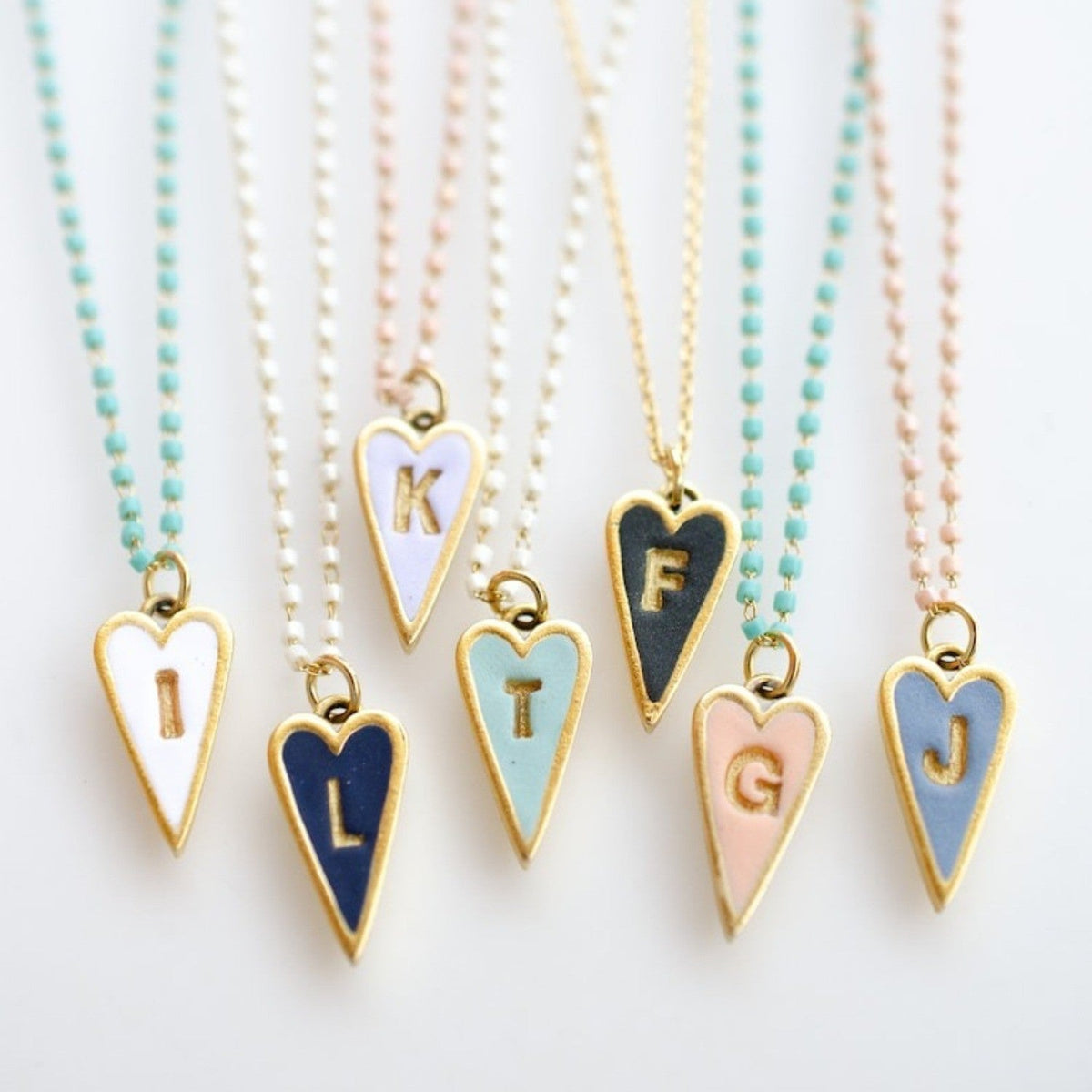 Enamel Letter Heart Necklace