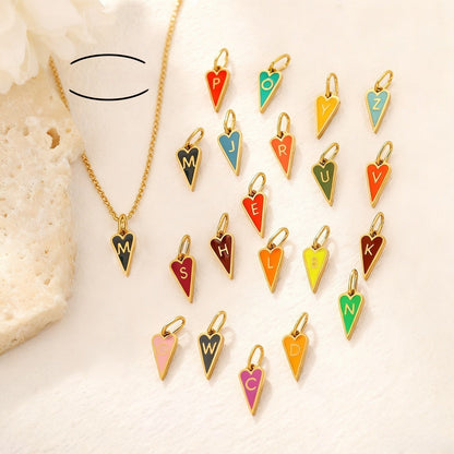 Enamel Letter Heart Necklace