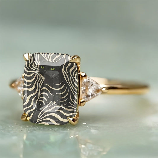 Zebra Cat Square Ring