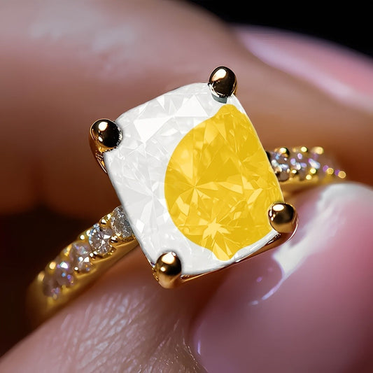 Yellow Square Stone Ring