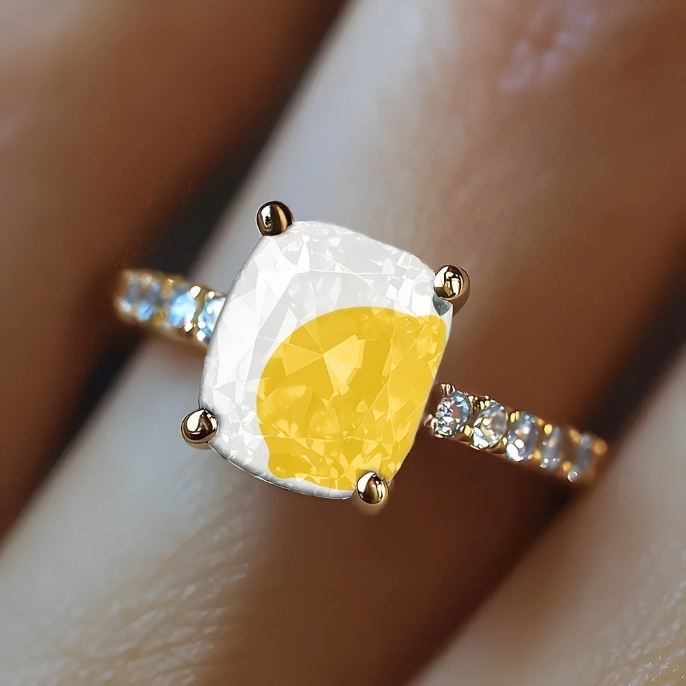 Yellow Square Stone Ring