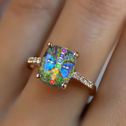 Chakra Butterfly Square Ring