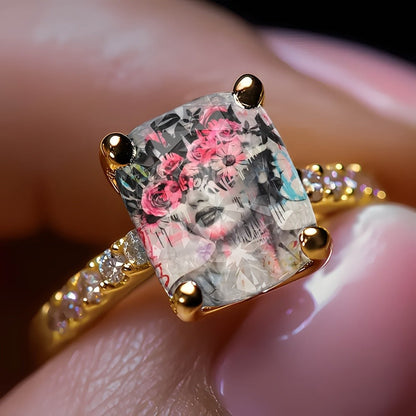Floral Graffiti Portrait Ring