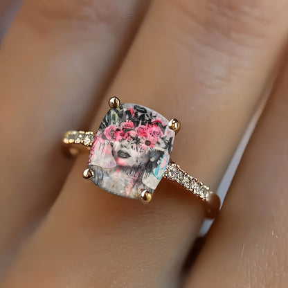 Floral Graffiti Portrait Ring