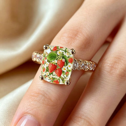 Strawberry Floral Square Ring