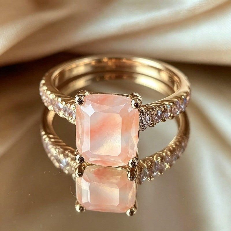Pink Square Stone Ring