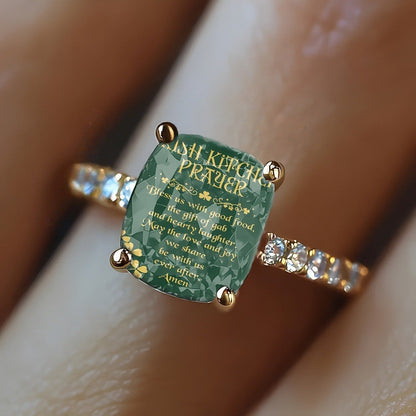 Green Prayer Scroll Ring