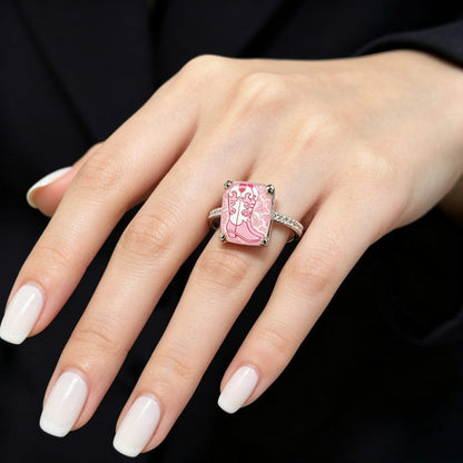 Pink Cowboy Boot Square Ring