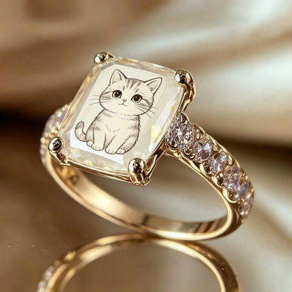 Kitten Square Statement Ring