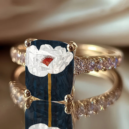 White Flower Square Statement Ring