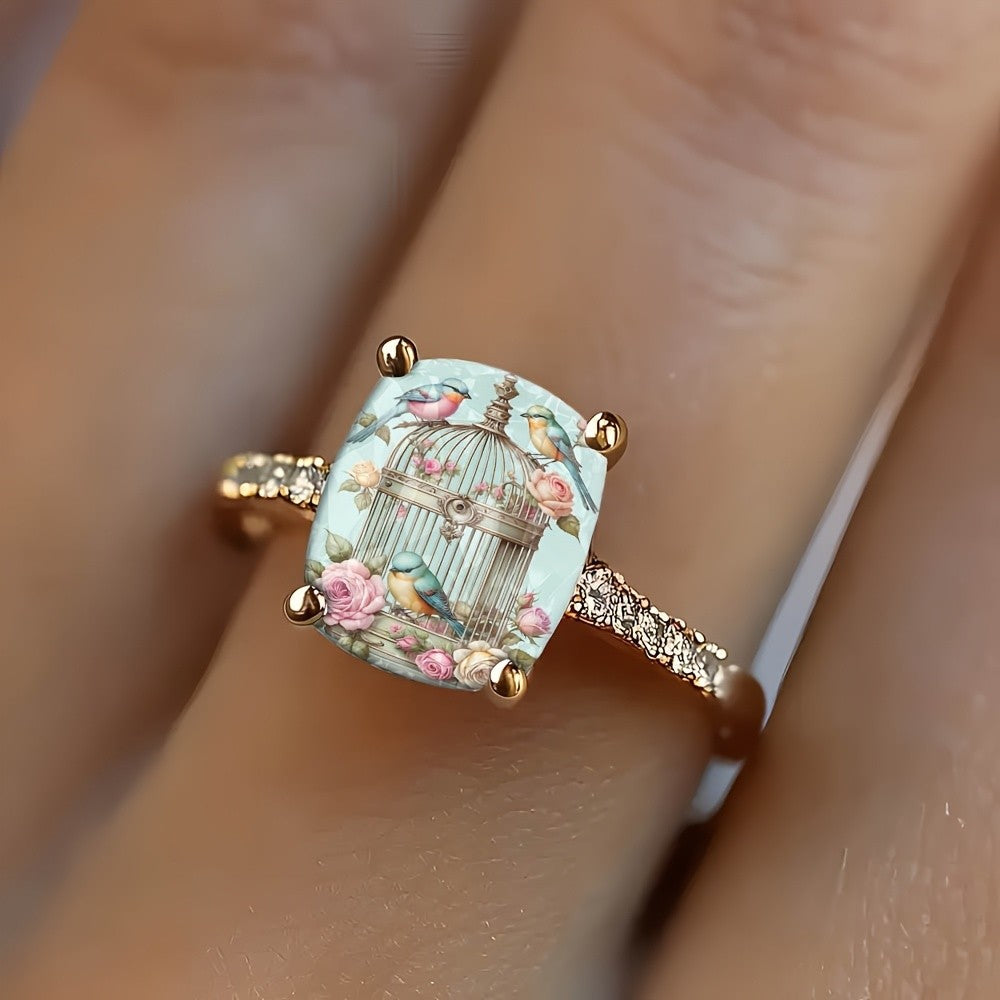 Birdcage & Bluebird Square Ring
