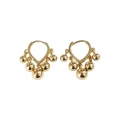 Gold-Tone Heart Bead Hoop Earrings