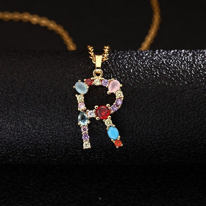 Multicolor Zircon Initial Necklace