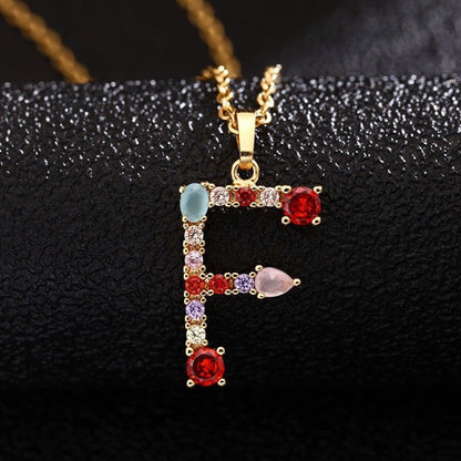 Multicolor Zircon Initial Necklace