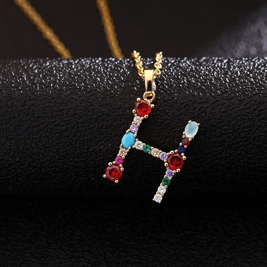 Multicolor Zircon Initial Necklace