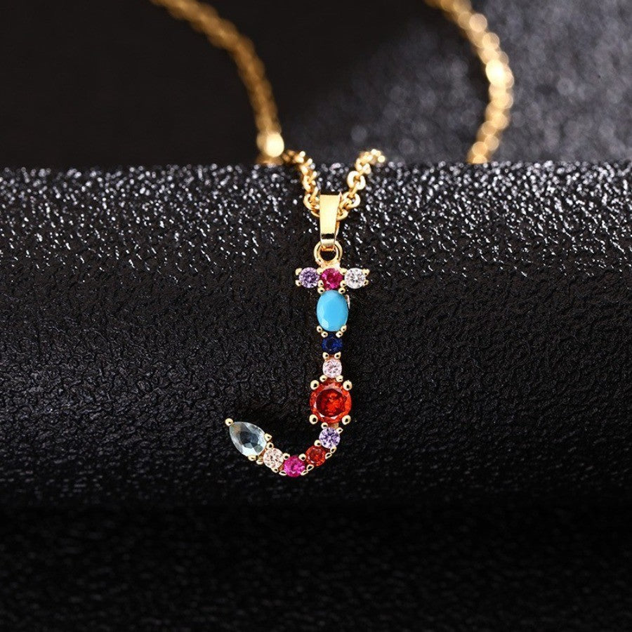 Multicolor Zircon Initial Necklace