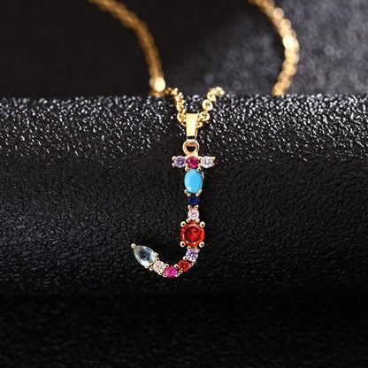 Multicolor Zircon Initial Necklace
