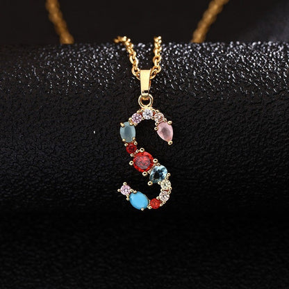 Multicolor Zircon Initial Necklace