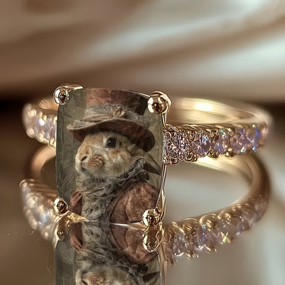 Vintage Rabbit Portrait Ring
