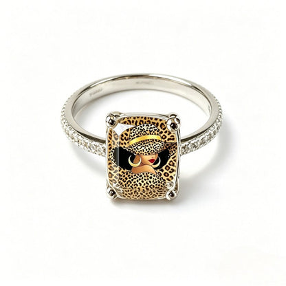Leopard Hat Lady Square Ring