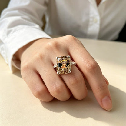 Leopard Hat Lady Square Ring