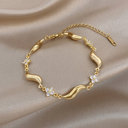 Crystal Flower Wave Bracelet