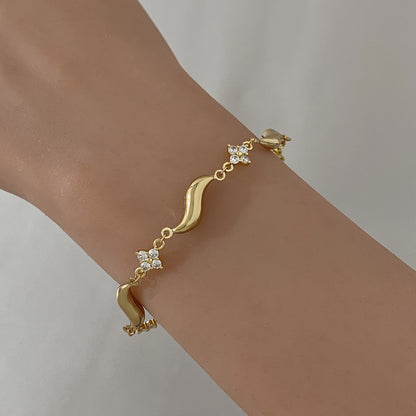 Crystal Flower Wave Bracelet