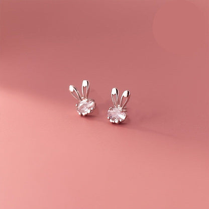 Crystal Rabbit Stud Earrings