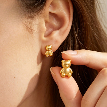 3D Teddy Bear Stud Earrings