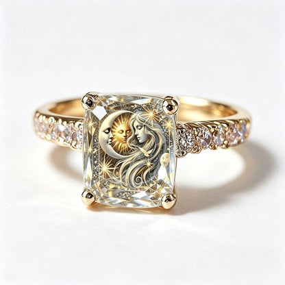 Sun and Moon Goddess Square Ring