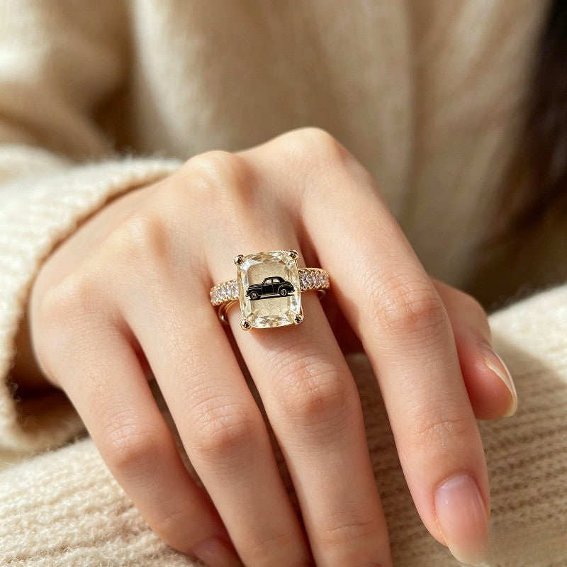 Vintage Car Square Ring