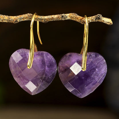 Faceted Green Heart Earrings