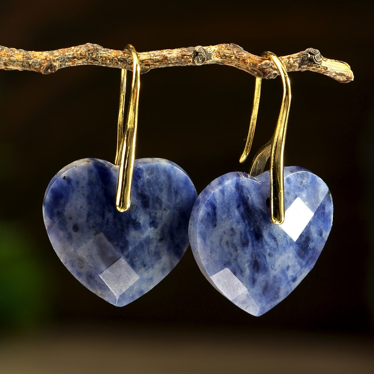 Faceted Green Heart Earrings