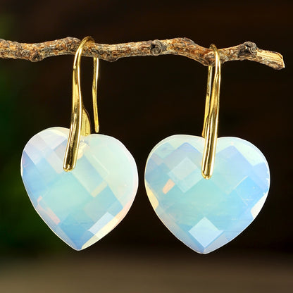 Faceted Green Heart Earrings