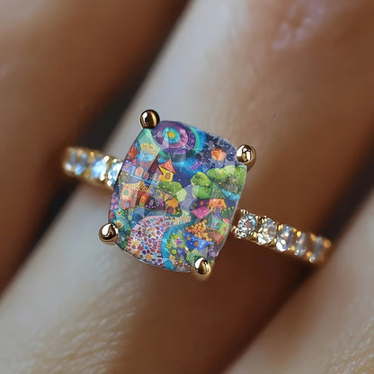Colorful Village Square Ring