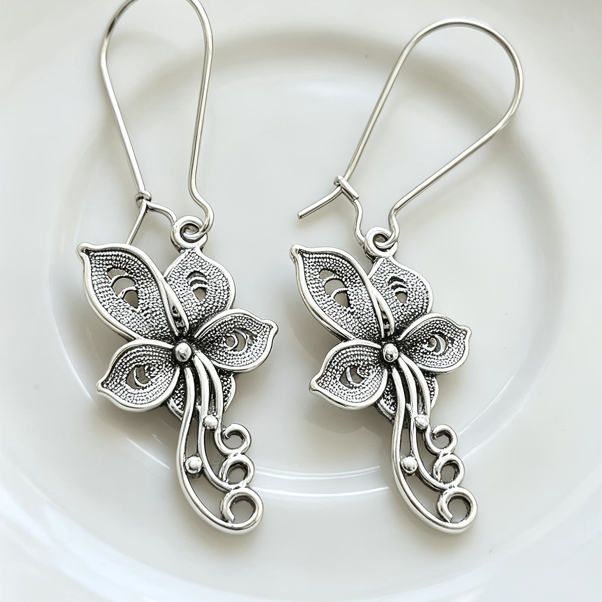 Vintage Butterfly Drop Earrings