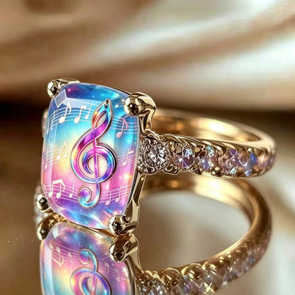 Galaxy Music Note Square Ring