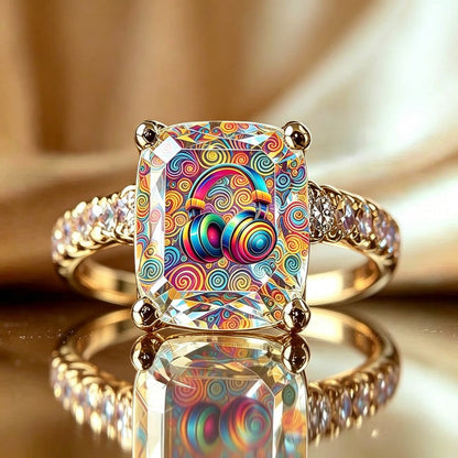 Colorful Headphone Square Ring