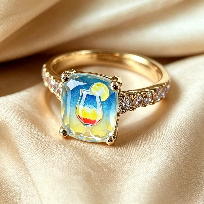 Colorful Cocktail Square Ring
