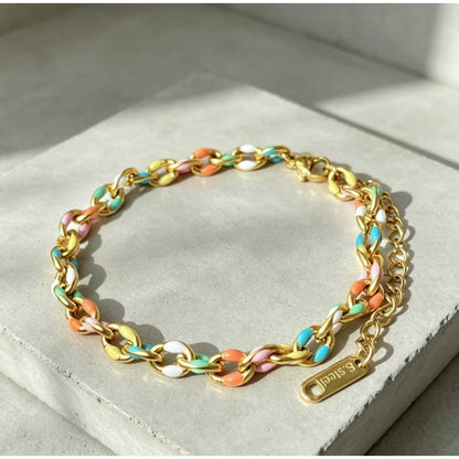 Colorful Enamel Link Bracelet