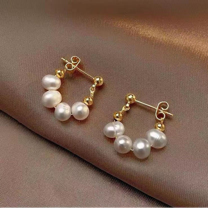 Baroque Pearl Circle Earrings