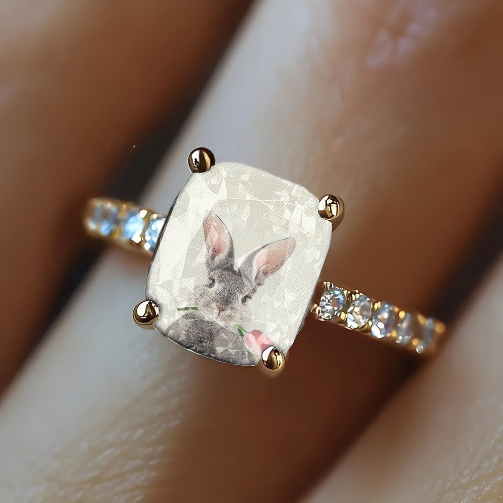 Bunny Square Statement Ring