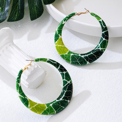 Blue Floral Hoop Earrings