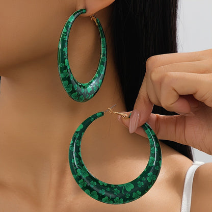 Blue Floral Hoop Earrings
