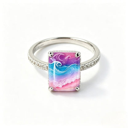Ocean Wave Rectangular Ring